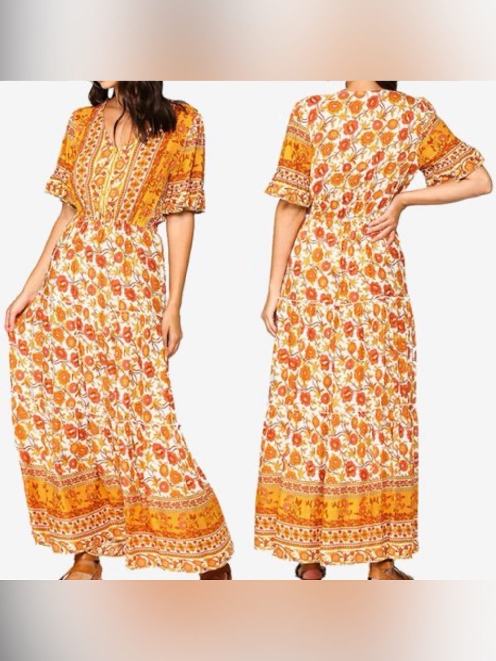 Gigio Plus Floral Print Maxi Tiered Dress 2XL